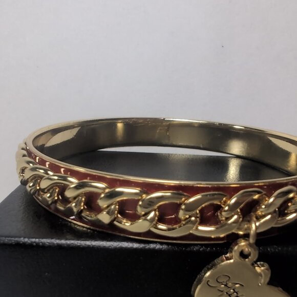 Apple Bottoms Bangle Gold Red Chain Bracelet Y2K Charm Vintage Genuine Crystal - Picture 3 of 9